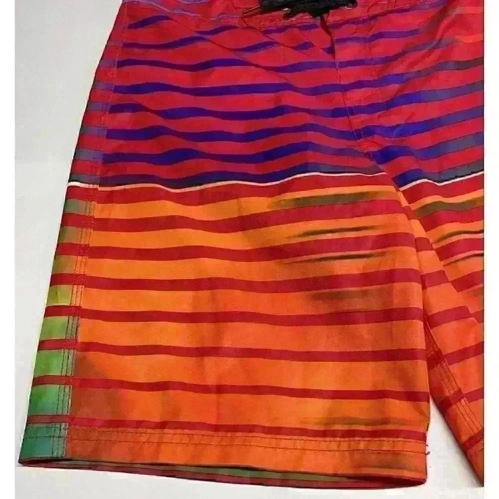 Oakley Board Shorts Men Size 32‎ Rainbow Stripe Performance Swim Trunks EUC